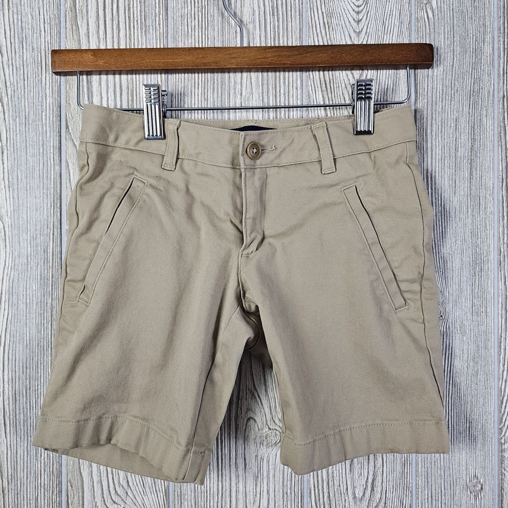 Lands' End Kids Khaki Bermuda‎ Shorts Unisex 8 School Uniform Cotton Blend